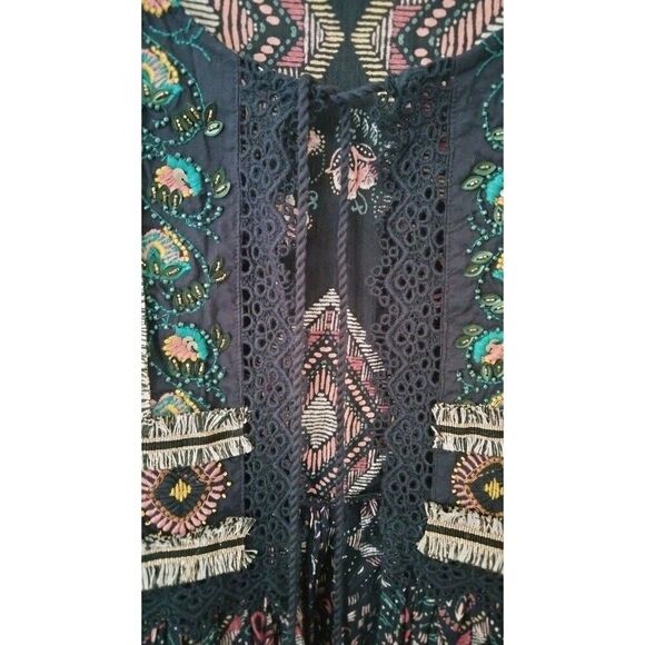 Women's small open tie front long sleeve blouse - made in India - Picture 7 of 10